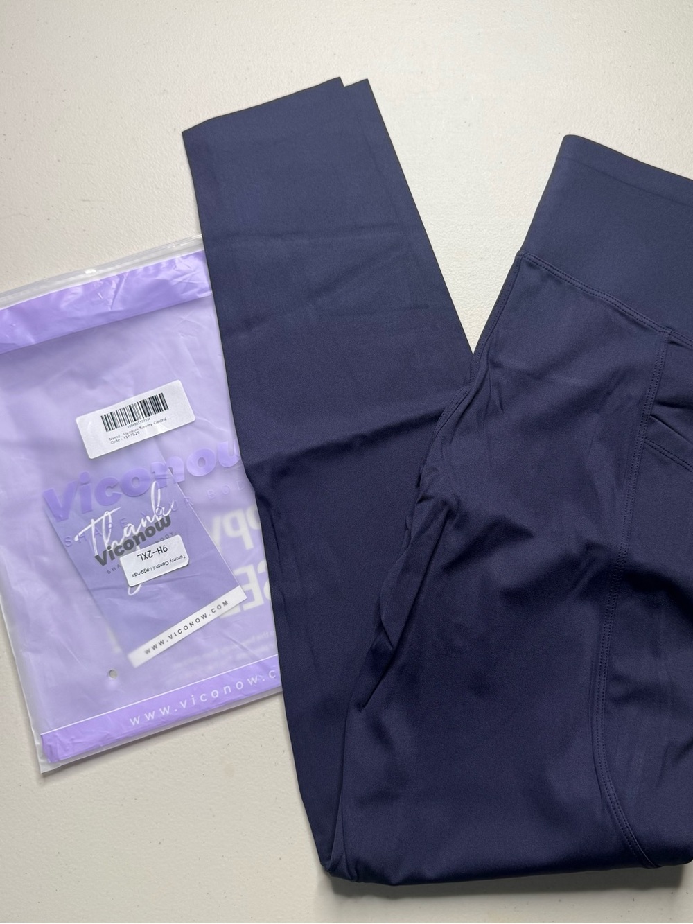 Viconow Women’s Tummy Control High Waist Leggings Side Pockets 2XL Navy